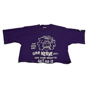 Starter Vintage 90s Getting on My Nerves Cropped Purple Shirt Women's Medium